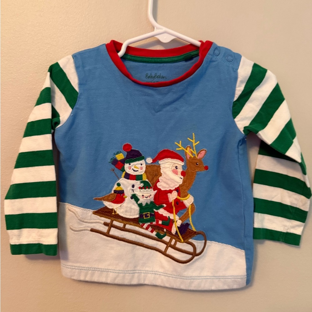 Baby Boden Christmas Santa Long Sleeve Shirt